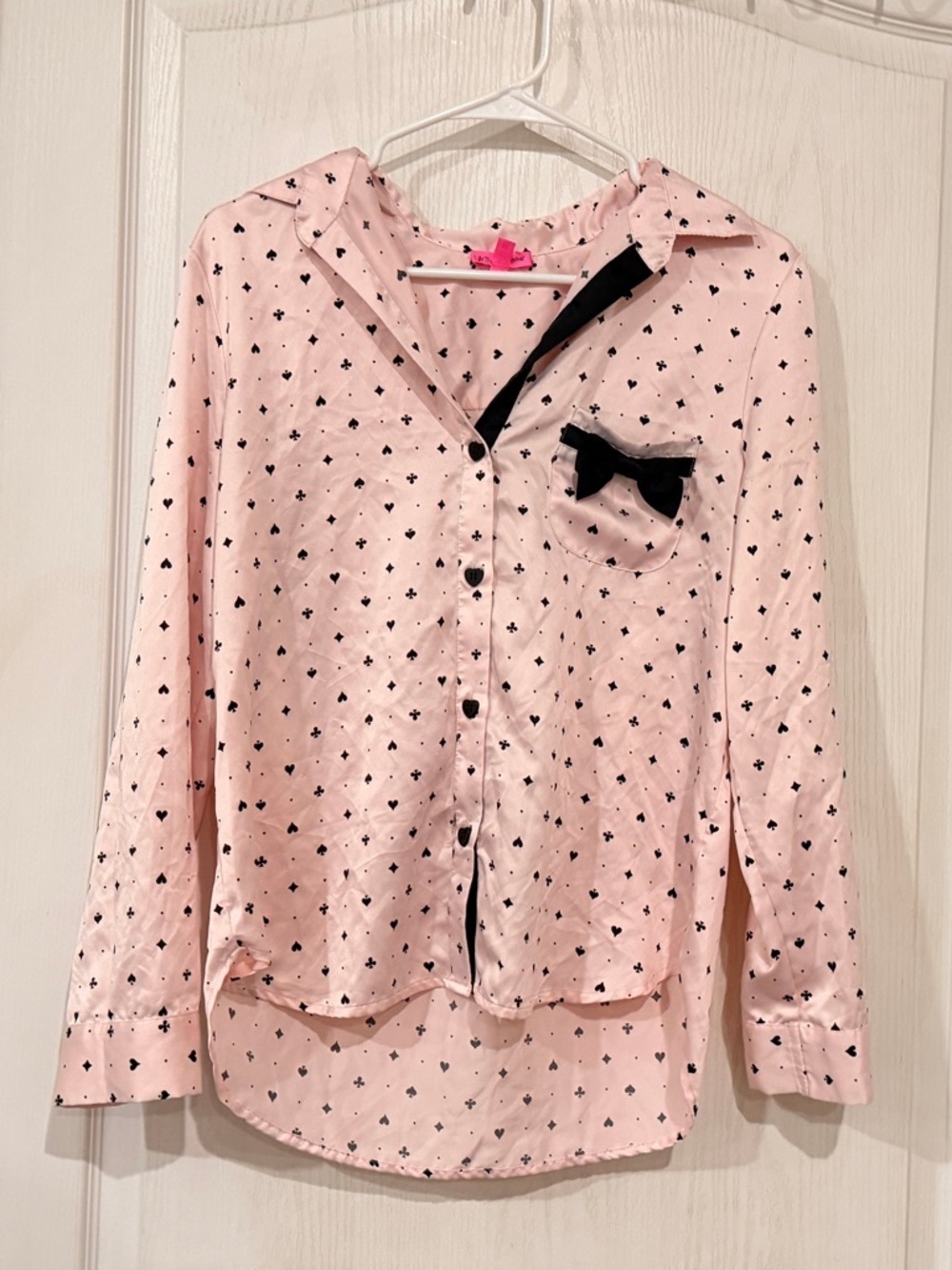 FINAL PRICE Betsey Johnson Pink Button-Front Heart Print Pajama Top